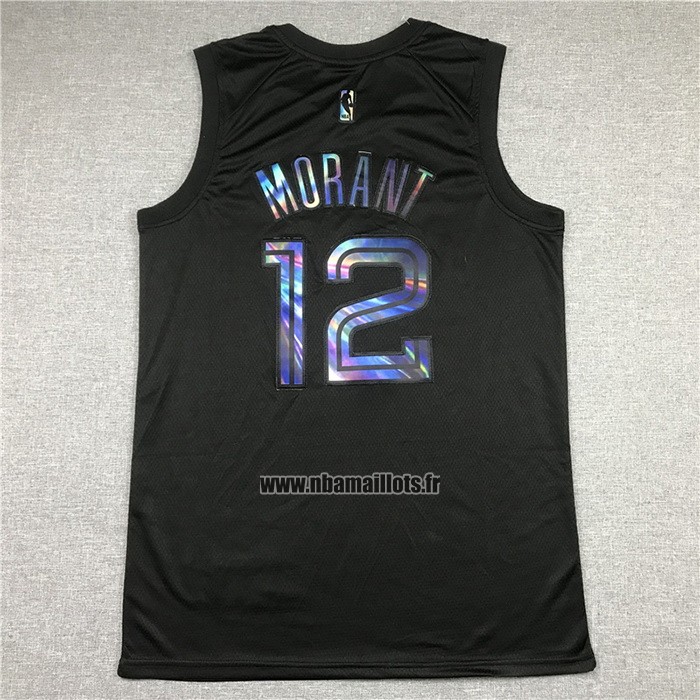 Maillot Memphis Grizzlies Ja Morant No 12 Iridescent Logo Noir